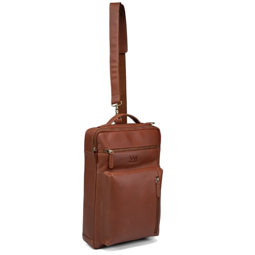 Geantă bărbătească din piele Valmio Prime cognac