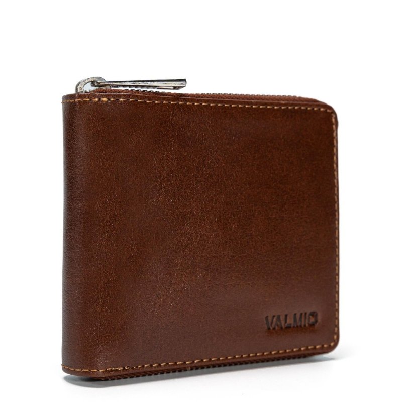 Valmio Brown RFID portofel din piele zip