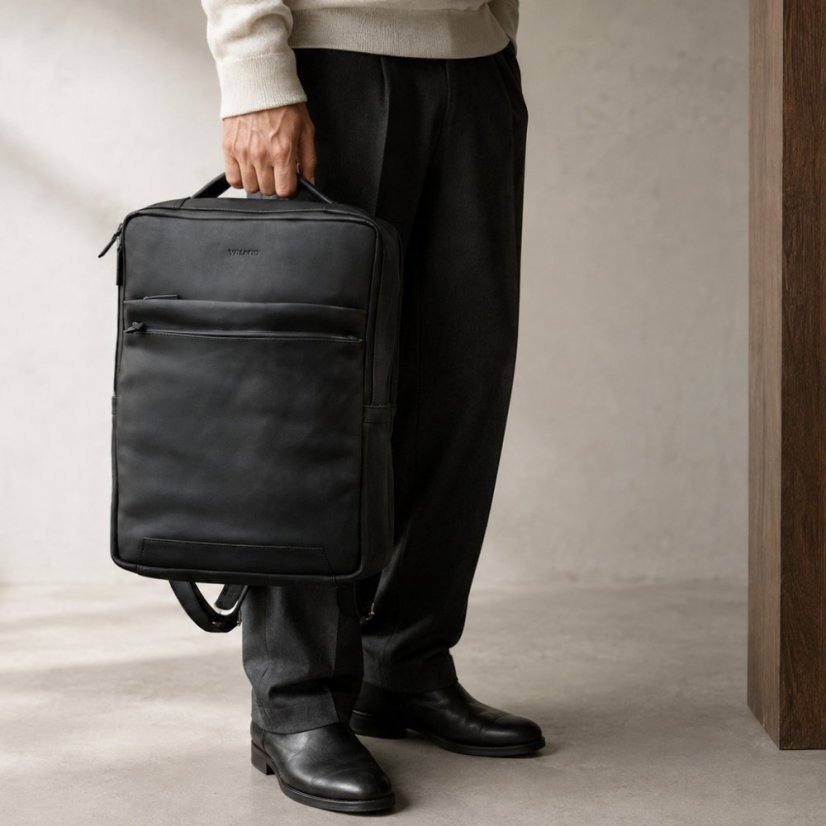 Rucsac negru din piele Valmio Hunter