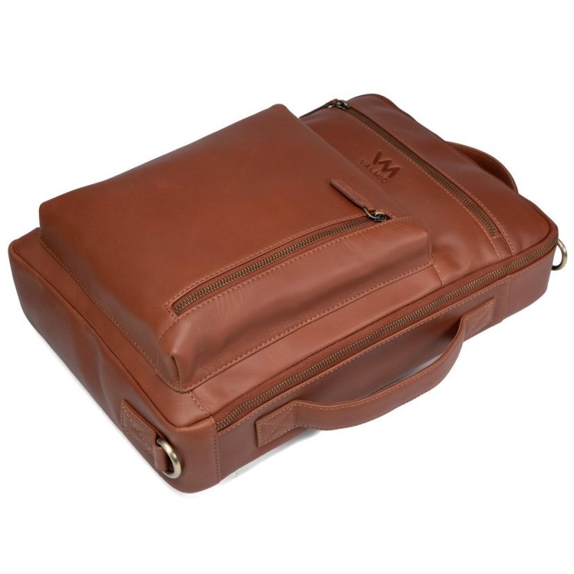 Geantă bărbătească din piele Valmio Prime cognac