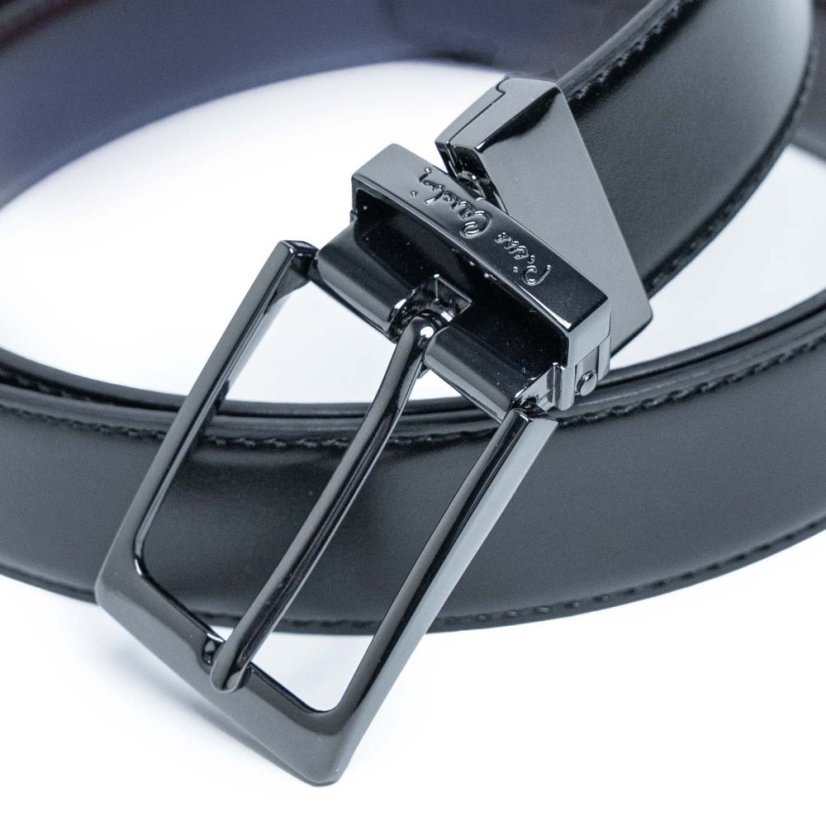 Kožený obojstranný (čierno-modrý) opasok Pierre Cardin fwyx5