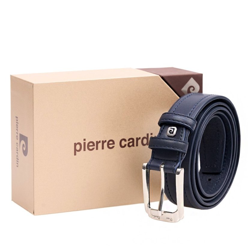 Modrý pánsky kožený opasok Pierre Cardin