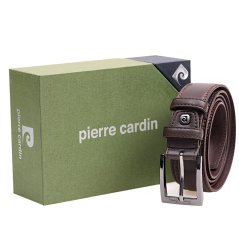 Hnědý pánský kožený opasek Pierre Cardin