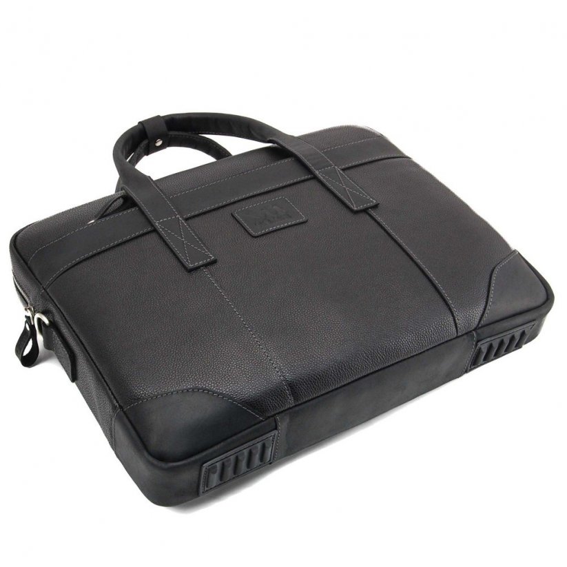 Pánská Černá kožená taška na notebook Carlsbad
