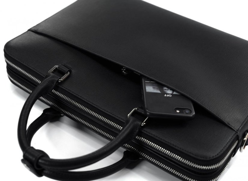 Valmio Black lock pravá kožená taška