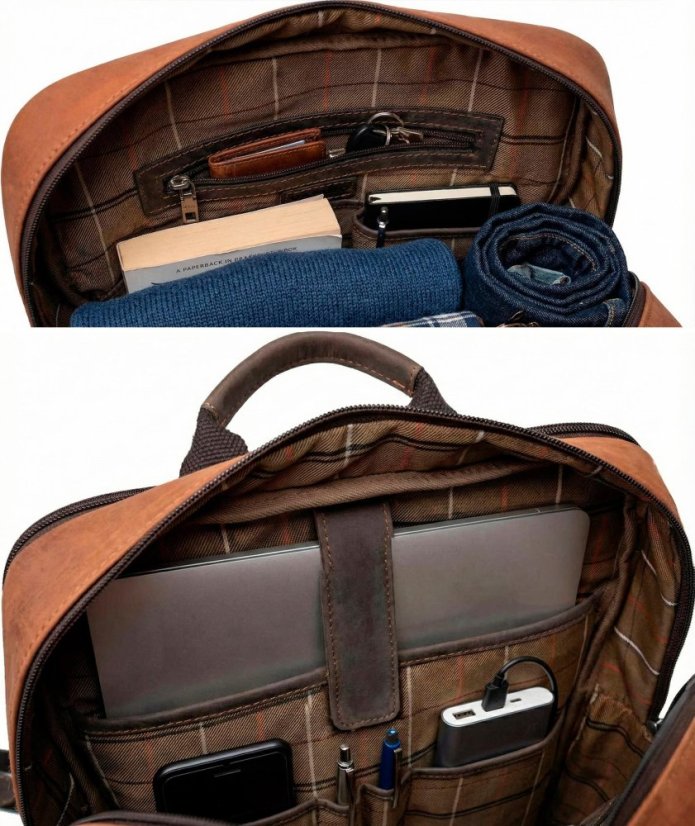 Világosbarna bőr hátizsák Valmio York