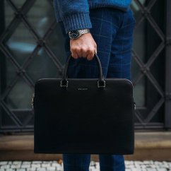 Geantă din piele naturală Valmio Lock – neagră