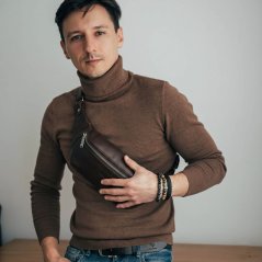 Hnědá kožená ledvinka Valmio M86