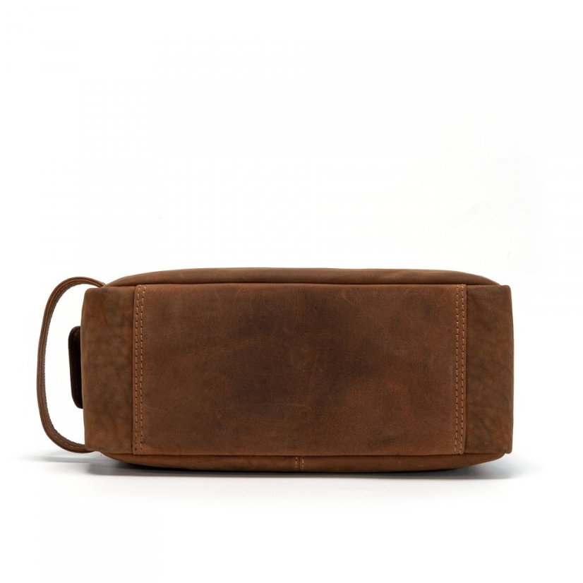 Hnědá kožená kosmetická taška Valmio Trip-1053