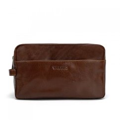 Hnědá kožená kosmetická taška Valmio Trip-1052