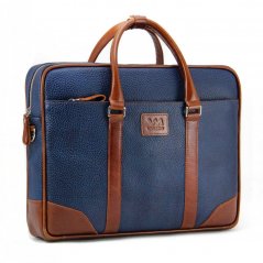 Modrá kožená taška na notebook Telford 15"
