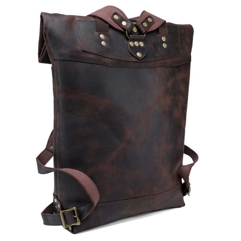 Rucsac roll-top din piele Valmio Astorsen - CRB maro