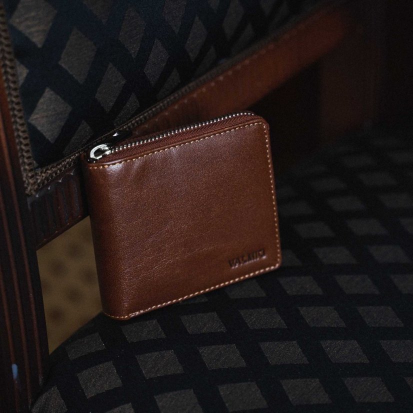 Valmio Brown RFID portofel din piele zip