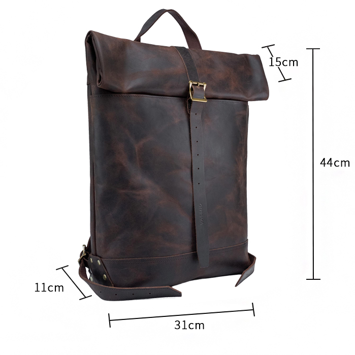 Rucsac roll-top din piele Valmio Astorsen - CRB maro