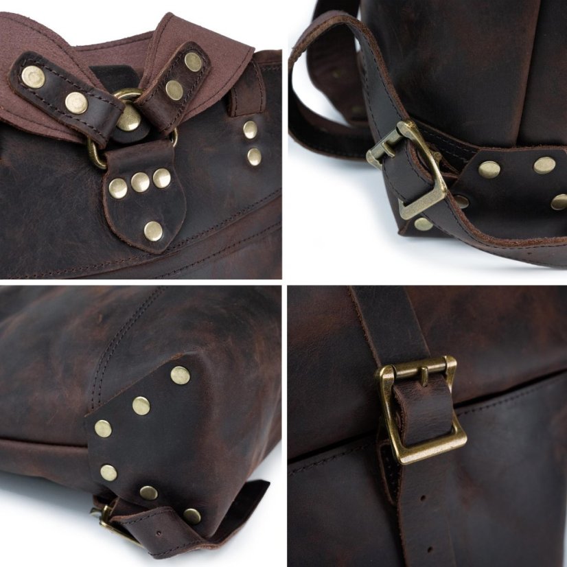 Rucsac roll-top din piele Valmio Astorsen - CRB maro