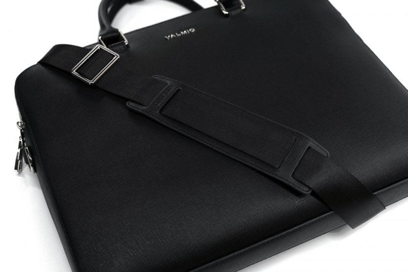 Valmio Black lock pravá kožená taška