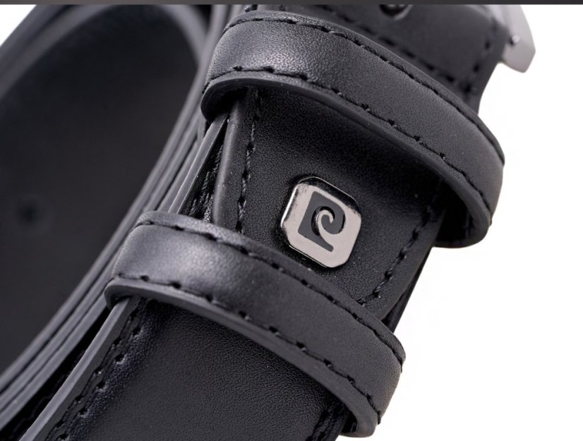 Černý pánský kožený opasek Pierre Cardin