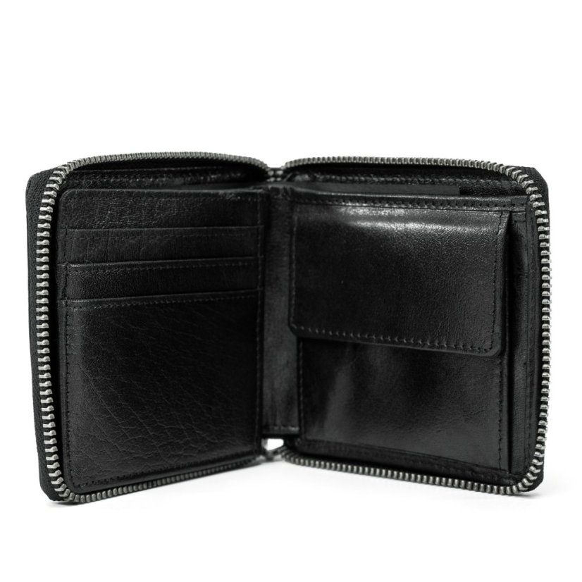 Valmio Černá kožená peněženka na zip