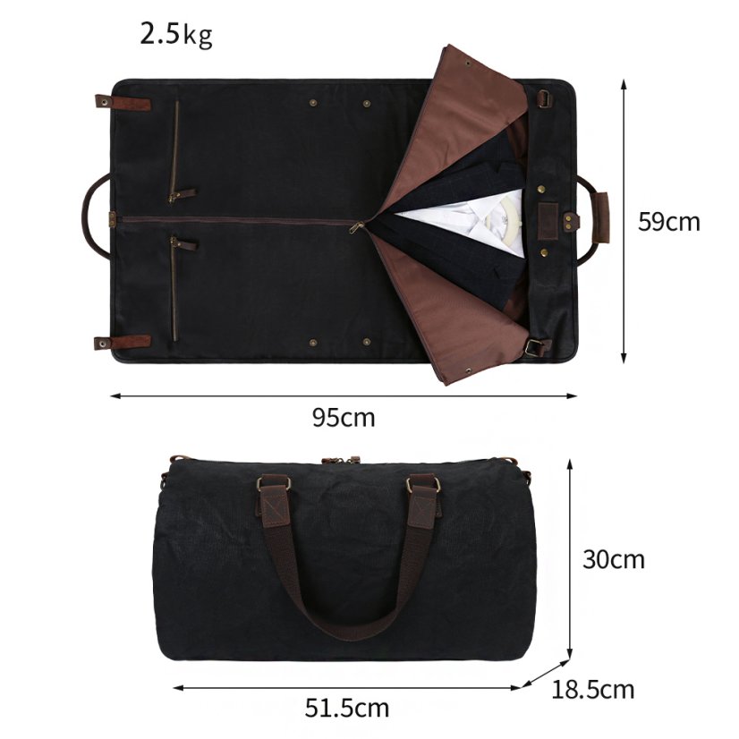 Geantă de voiaj neagră Carry Travel 2in1