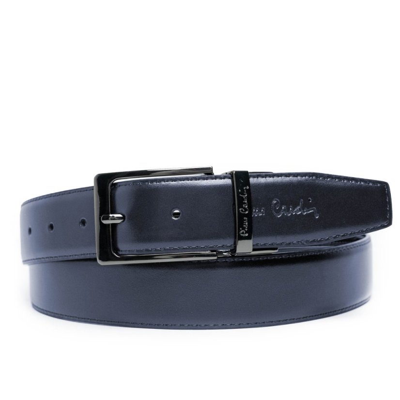Kožený obojstranný (čierno-modrý) opasok Pierre Cardin fwyx5