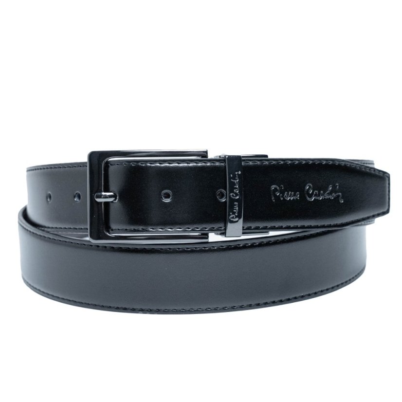 Kožený obojstranný (čierno-modrý) opasok Pierre Cardin fwyx5