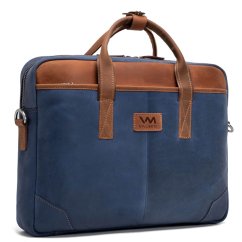 Kék bőr laptop táska Valmio Denton 2.0