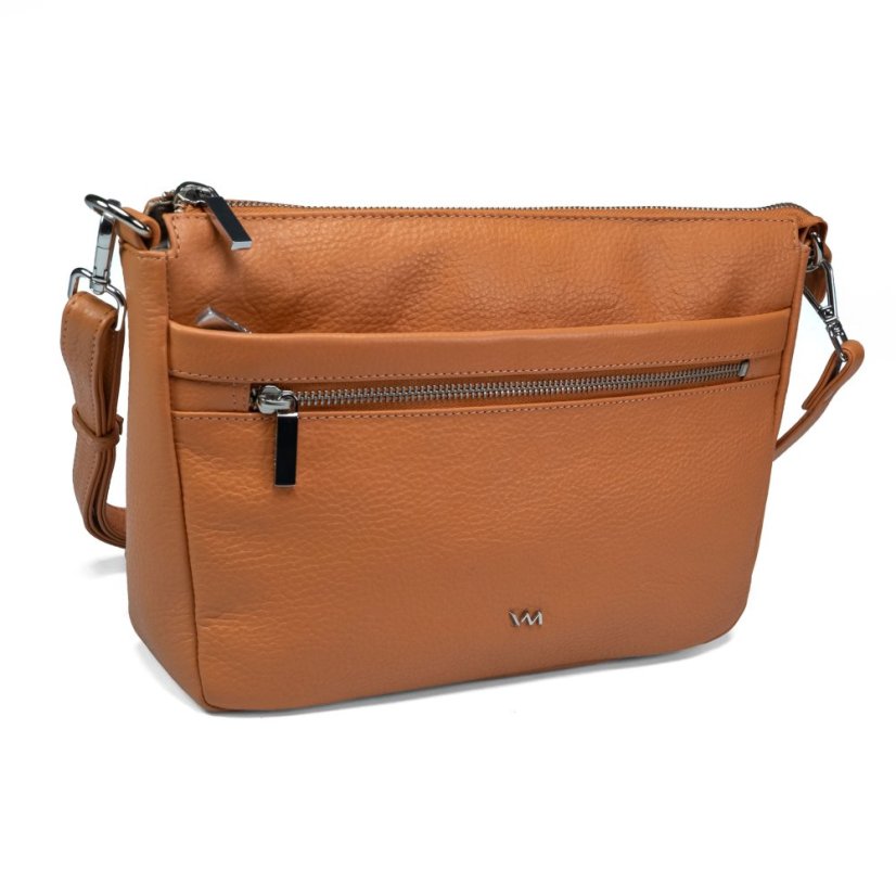Geantă crossbody de damă din piele naturală Valmio Arina – portocalie