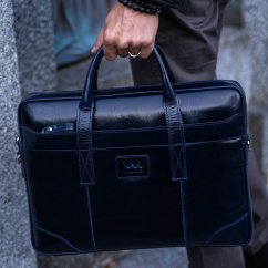 Kék bőr laptop táska Carlsbad