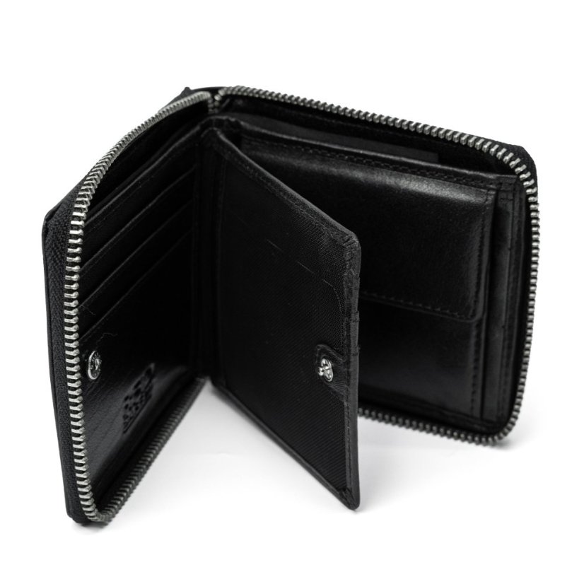 Valmio Černá kožená peněženka na zip