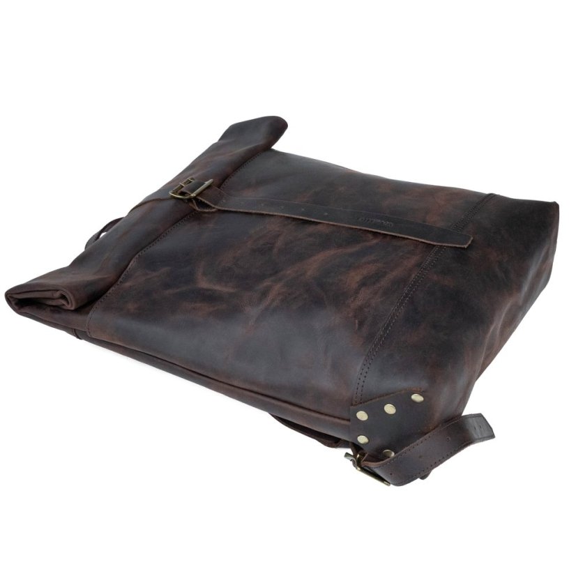 Rucsac roll-top din piele Valmio Astorsen - CRB maro