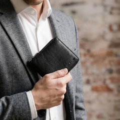 Valmio Kožená Čierna Peňaženka so zapínaním na zips
