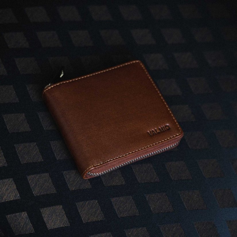Valmio Brown RFID portofel din piele zip
