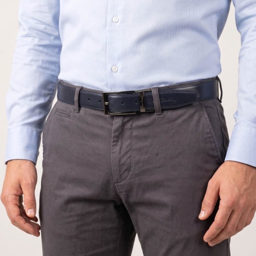 Curea din piele reversibilă (negru/albastru) Pierre Cardin fwyx5