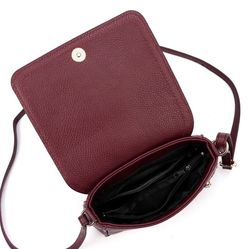 Kožená dámska kabelka LUKA 26-016 BORDO