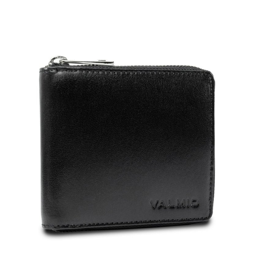 Valmio Černá kožená peněženka na zip