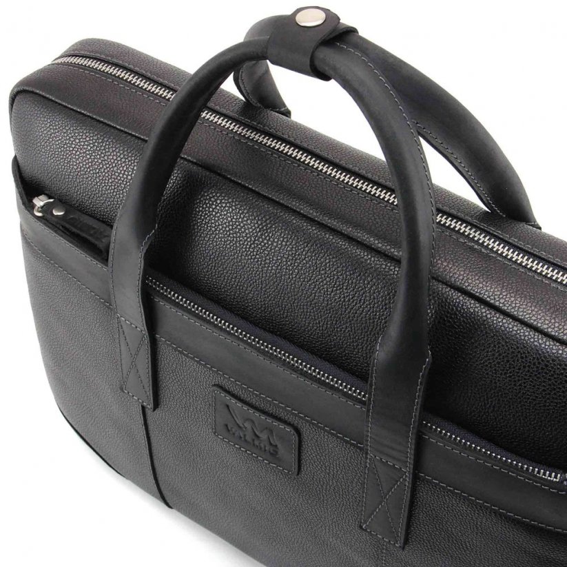 Pánská Černá kožená taška na notebook Carlsbad