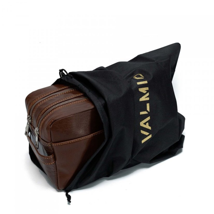 Hnědá kožená kosmetická taška Valmio Trip-1052