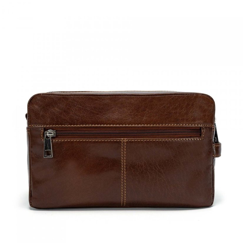 Hnědá kožená kosmetická taška Valmio Trip-1052