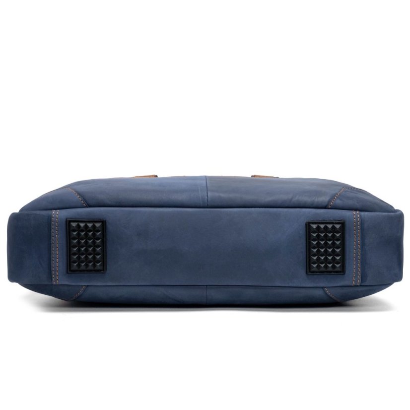 Modrá kožená taška na notebook Valmio Denton 2.0