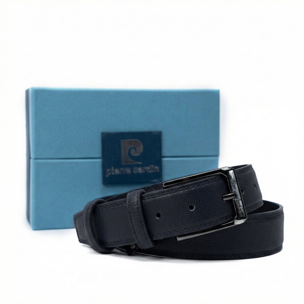 Pierre Cardin Pánský kožený opasek 2509 BLU Modrá 2509-GG34-BLU