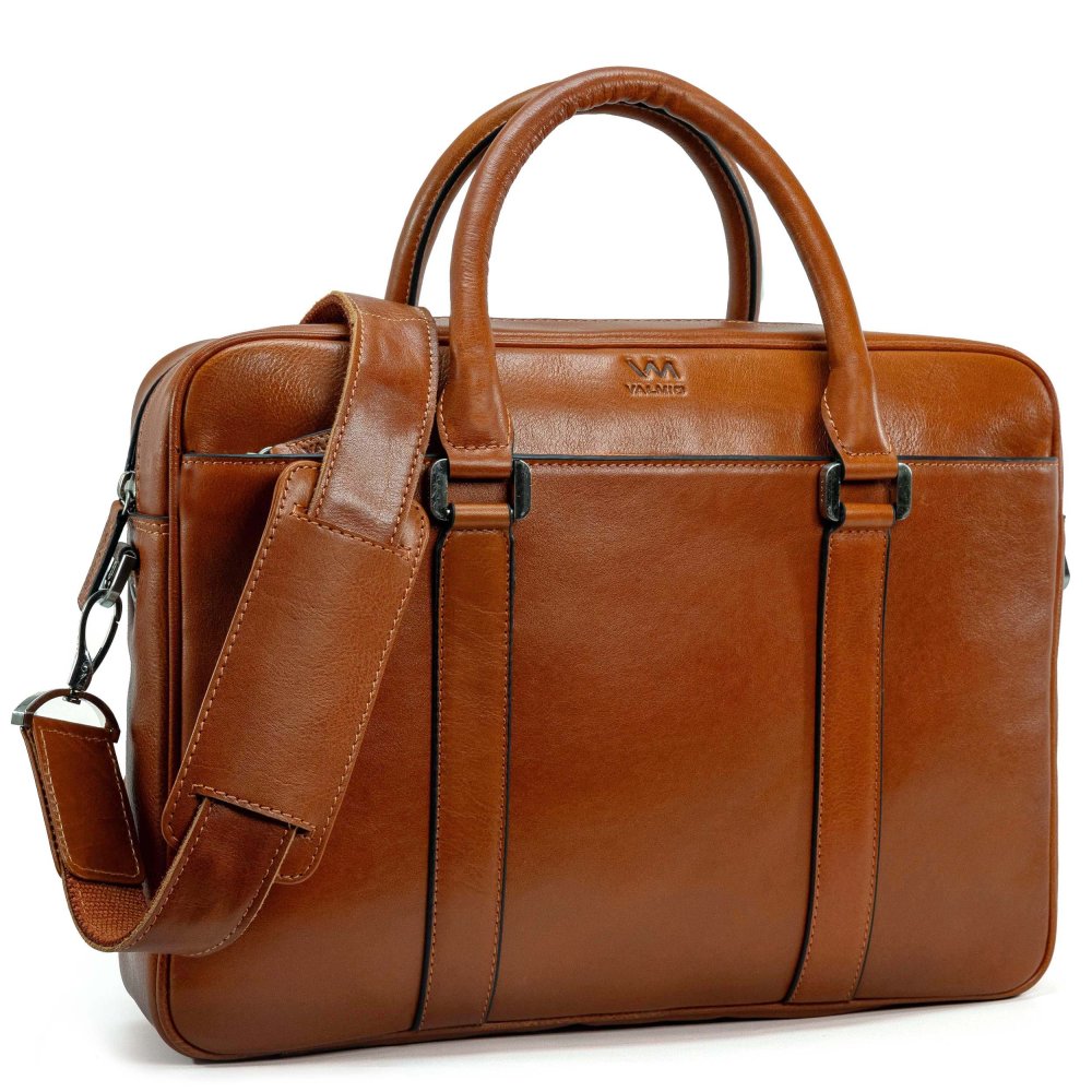 VALMIO Hnědá kožená taška Classic
