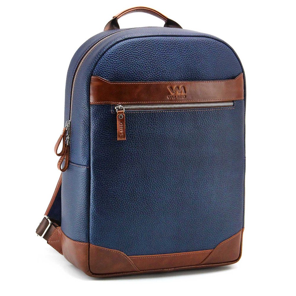 Modrý kožený batoh Valmio York