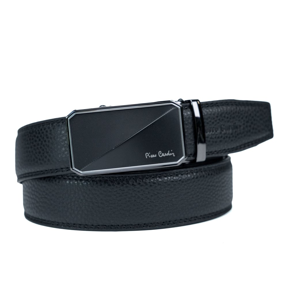 VALMIO Kožený opasek Pierre Cardin 658 HY09 černý  Černá 658HY09-BLACK