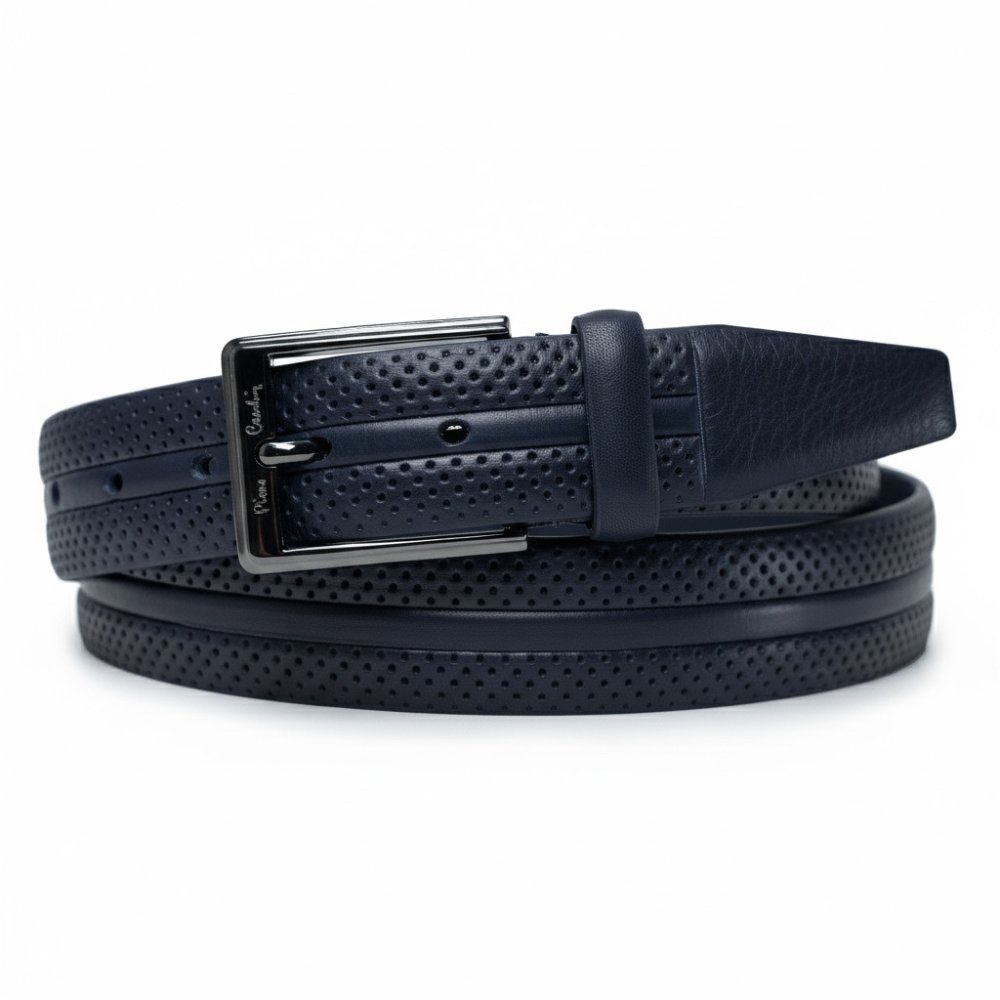 Pierre Cardin Kožený opasek GF9013 BLU Modrá GF-9013-BLU
