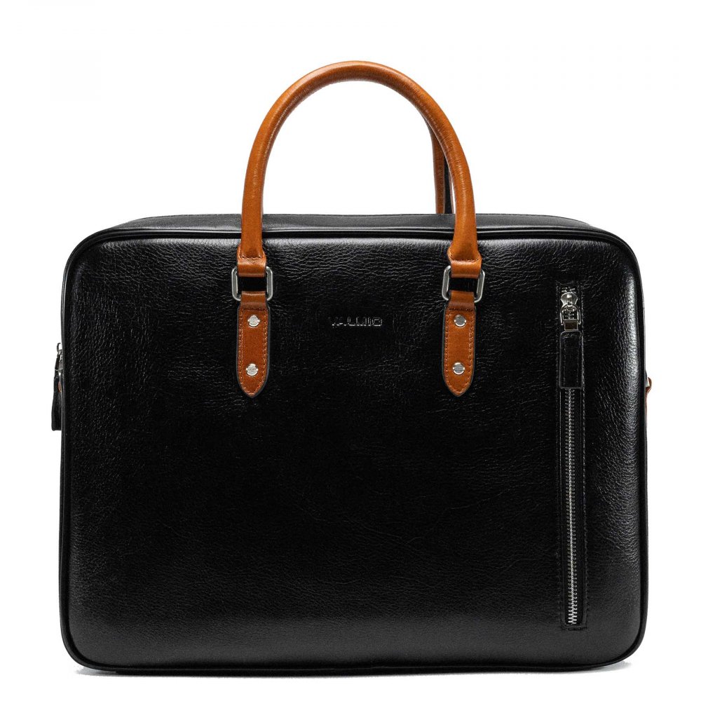 VALMIO Černá kožená taška Stone