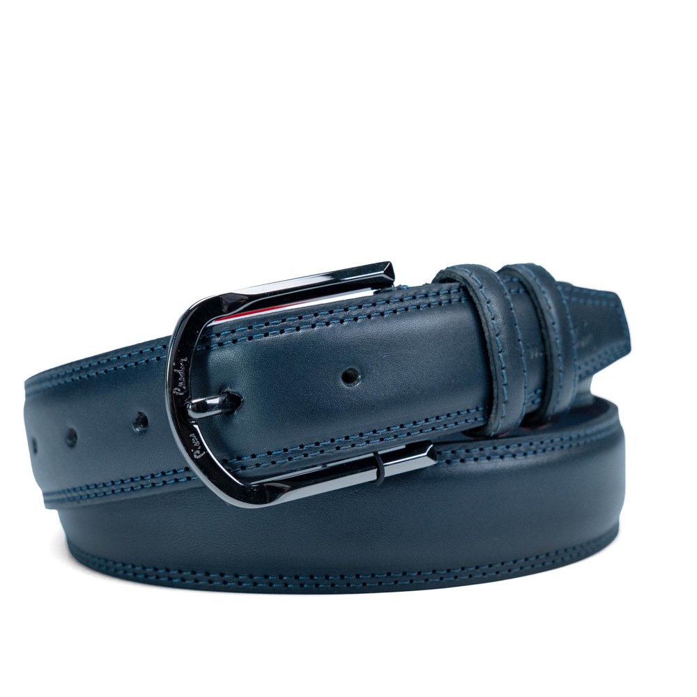 VALMIO Kožený opasek Pierre Cardin PSN 6205  Modrá 6205-BLUE